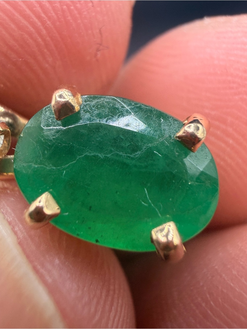 Costum-made 14k Yellow Gold 2 Ct Emerald & Diamond Pendant